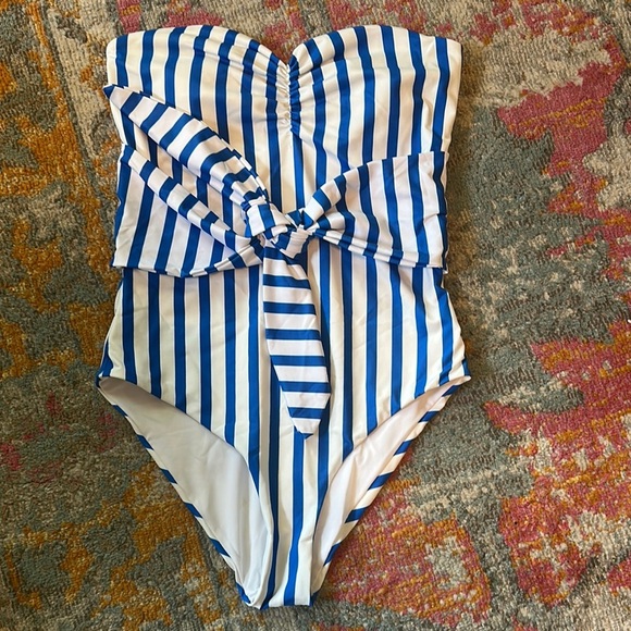 Self-Tie Striped One Piece - Picture 2 of 4